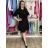 Women's 3/4 long sleeve shirt dress (S/M/L ONE SIZE) ITALIAN FASHION IMD25030/DUR S / M / L black