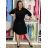 Women's 3/4 long sleeve shirt dress (S/M/L ONE SIZE) ITALIAN FASHION IMD25030/DUR S / M / L black