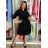 Women's 3/4 long sleeve shirt dress (S/M/L ONE SIZE) ITALIAN FASHION IMD25030/DUR S / M / L black