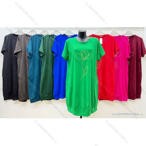 Summer dress oval short sleeve women's oversized (50/52/54 ONE SIZE) ITALIAN FASHION IM425011