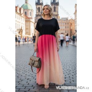 Women's Plus Size Long Maxi Long Short Sleeve Dress (2XL/3XL/4XL ONE SIZE) ITALIAN FASHION IMD23020