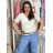 Short summer dress short sleeve women's oversized (40/42/44 ONE SIZE) ITALIAN FASHION IMD25022 S / M / L white