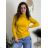 Women's long sleeve knitted sweater with stand-up collar (XS/S/M ONE SIZE) EXTRAME ITALIAN FASHION IMM23M5821 žlutá hořčicová S / M / L