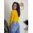 Women's long sleeve knitted sweater with stand-up collar (XS/S/M ONE SIZE) EXTRAME ITALIAN FASHION IMM23M5821 žlutá hořčicová S / M / L