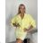 Women's short sleeve summer casual dress (S/M/L ONE SIZE) ITALIAN FASHION IMWGB25022 XS/S/M žlutá