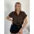 Classic 3/4 long sleeve shirt for women, oversized (50/52/54 ONE SIZE) ITALIAN FASHION IMWDL252349 S / M / L green khaki