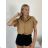 Classic 3/4 long sleeve shirt for women, oversized (50/52/54 ONE SIZE) ITALIAN FASHION IMWDL252349 S / M / L green khaki