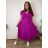 Summer dress oval short sleeve women's oversized (50/52/54 ONE SIZE) ITALIAN FASHION IM425011  růžová fuchsiová