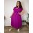 Summer dress oval short sleeve women's oversized (50/52/54 ONE SIZE) ITALIAN FASHION IM425011  růžová fuchsiová