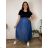 Summer dress oval short sleeve women's oversized (50/52/54 ONE SIZE) ITALIAN FASHION IM425011  dark blue