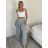 Women's short sleeve summer casual dress (S/M/L ONE SIZE) ITALIAN FASHION IMWGB25022 S / M / L white