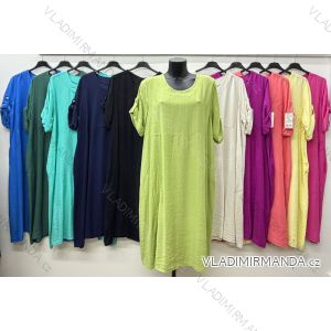 Summer dress oval short sleeve women's oversized (50/52/54 ONE SIZE) ITALIAN FASHION IM425011