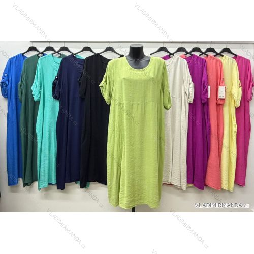 Summer dress oval short sleeve women's oversized (50/52/54 ONE SIZE) ITALIAN FASHION IM425011