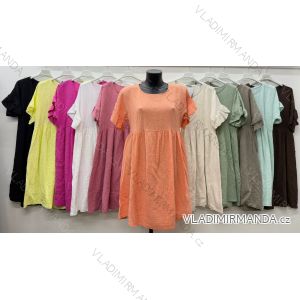 Women's short-sleeved muslin summer dress (S/M/L ONE SIZE) ITALIAN FASHION IM426167