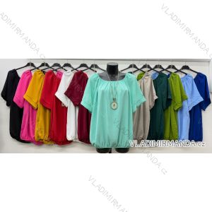 Summer dress oval short sleeve women's oversized (50/52/54 ONE SIZE) ITALIAN FASHION IM425011