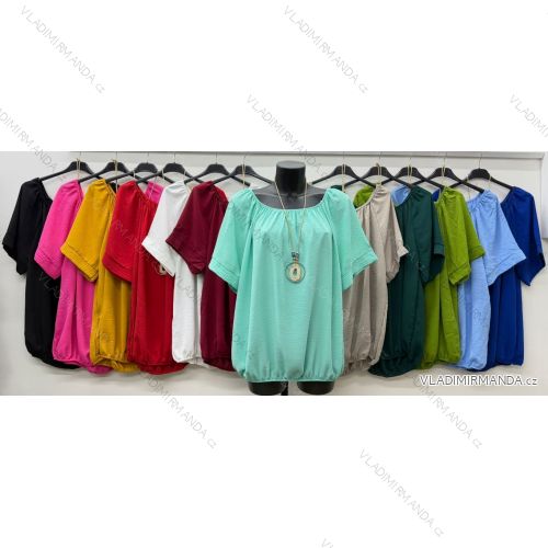 Summer dress oval short sleeve women's oversized (50/52/54 ONE SIZE) ITALIAN FASHION IM425011