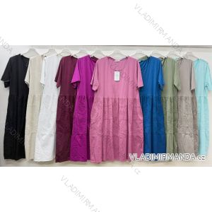Summer dress oval short sleeve women's oversized (50/52/54 ONE SIZE) ITALIAN FASHION IM425011