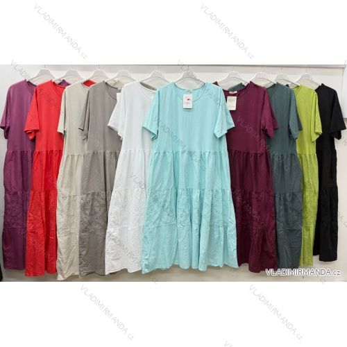Summer dress oval short sleeve women's oversized (50/52/54 ONE SIZE) ITALIAN FASHION IM425011