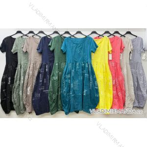 Summer dress oval short sleeve women's oversized (50/52/54 ONE SIZE) ITALIAN FASHION IM425011