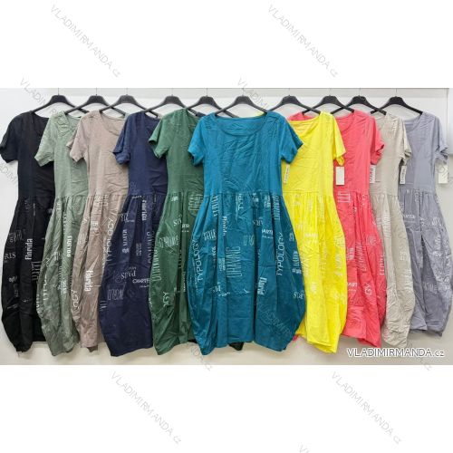 Summer dress oval short sleeve women's oversized (50/52/54 ONE SIZE) ITALIAN FASHION IM425011