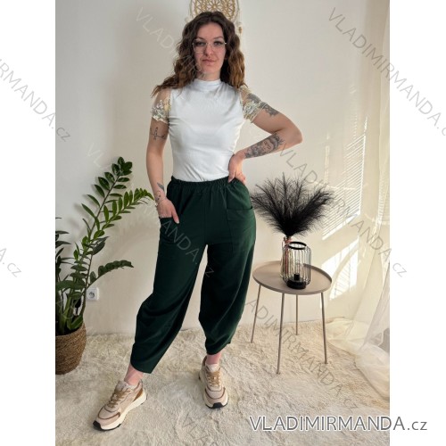Tracksuit pants long ladies (uni s / m) ITALIAN MODA IM419836 emerald green S / M / L