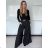 Elegant trousers with belt for women, oversized (44/46/48 ONE SIZE) ITALIAN FASHION IM425557 black S / M / L