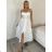 Women's Long Chiffon Short Sleeve Dress (S/M ONE SIZE) ITALIAN FASHION IMWGS231048 S / M / L white