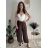 Women's Long Summer Pants with Belt (S/M ONE SIZE) ITALIAN FASHION IMD24080