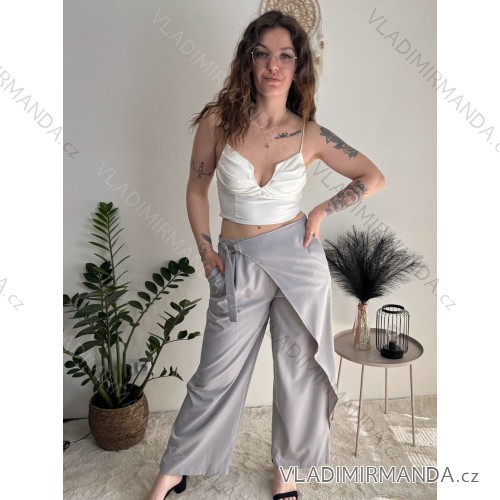 Women's Short Sleeve Summer Shirt Dress (L/XL ONE SIZE) ITALIAN FASHION IMC23172 grey M/L/XL