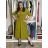 Women's Long Sleeve Belted Shirt Dress (S/M ONE SIZE) ITALIAN FASHION IMPSH24210151 M/L/XL olive green