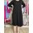 Women's Long Summer Muslin Short Sleeve Dress (S/M/L ONE SIZE) ITALIAN FASHION IM424404 M / L black