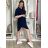 Women's 3/4 Short Sleeve Shirt Dress (S/M/L/XL ONE SIZE) ITALIAN FASHION IMC23025/DU Green
