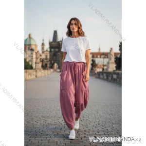 Women's Long Summer Pants with Belt (S/M ONE SIZE) ITALIAN FASHION IMD24080