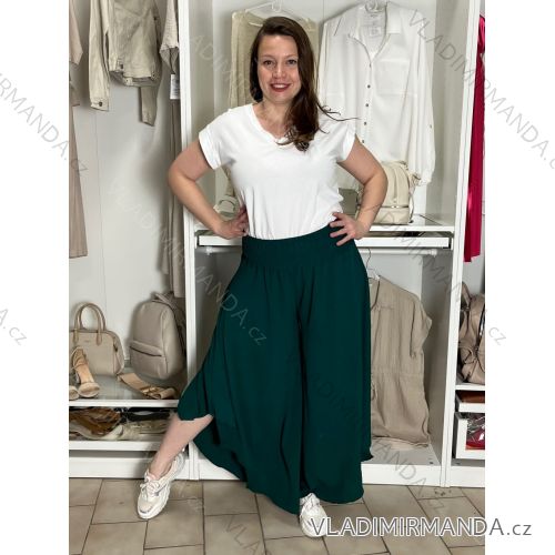 Women's Summer Long Harem Pants (42/44/46 ONE SIZE) ITALIAN FASHION IM424361 zelená smaragdová S / M