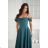 Glittery elegant party dress with geometric neckline on straps for women (34-46) POLISH FASHION PMLBC24320-20 blue 34