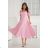 Glittery elegant party dress with geometric neckline on straps for women (34-46) POLISH FASHION PMLBC24320-20 pink 42