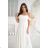 Glittery elegant party dress with geometric neckline on straps for women (34-46) POLISH FASHION PMLBC24320-20 white 38