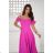 Glittery elegant party dress with geometric neckline on straps for women (34-46) POLISH FASHION PMLBC24320-20 dark pink 34
