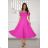 Glittery elegant party dress with geometric neckline on straps for women (34-46) POLISH FASHION PMLBC24320-20 dark pink 34