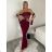 Women's long strapless party dress (S/M/L ONE SIZE) ITALIAN FASHION IMPLP2365360011A S / M wine
