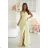 Glittery elegant party dress with geometric neckline on straps for women (34-46) POLISH FASHION PMLBC24320-20 žlutá 34