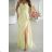 Glittery elegant party dress with geometric neckline on straps for women (34-46) POLISH FASHION PMLBC24320-20 žlutá 34