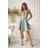 Glittery elegant party dress with geometric neckline on straps for women (34-46) POLISH FASHION PMLBC24320-20 green khaki 40