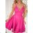 Glittery elegant party dress with geometric neckline on straps for women (34-46) POLISH FASHION PMLBC24320-20 růžová fuchsiová 34