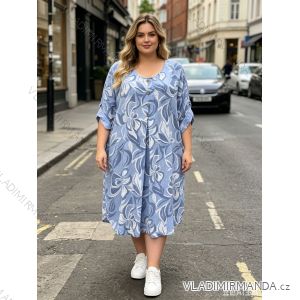 Summer dress oval short sleeve women's oversized (50/52/54 ONE SIZE) ITALIAN FASHION IM425011