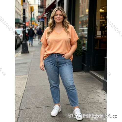 Summer dress oval short sleeve women's oversized (50/52/54 ONE SIZE) ITALIAN FASHION IM425011