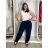 Summer dress oval short sleeve women's oversized (50/52/54 ONE SIZE) ITALIAN FASHION IM425011 S / M / L dark blue