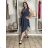 Šaty elegantní krátký rukáv s řasením dámské (S/M/L) italská moda IMWAX260001 S / M / L dark blue