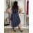 Šaty elegantní krátký rukáv s řasením dámské (S/M/L) italská moda IMWAX260001 S / M / L dark blue