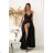 Glittery elegant party dress with geometric neckline on straps for women (34-46) POLISH FASHION PMLBC24320-20 black 38